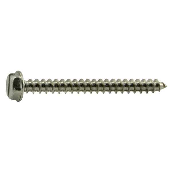 Midwest Fastener Sheet Metal Screw, #10 x 2 in, 18-8 Stainless Steel Flange Hex Head Slotted Drive, 100 PK 08183 - main